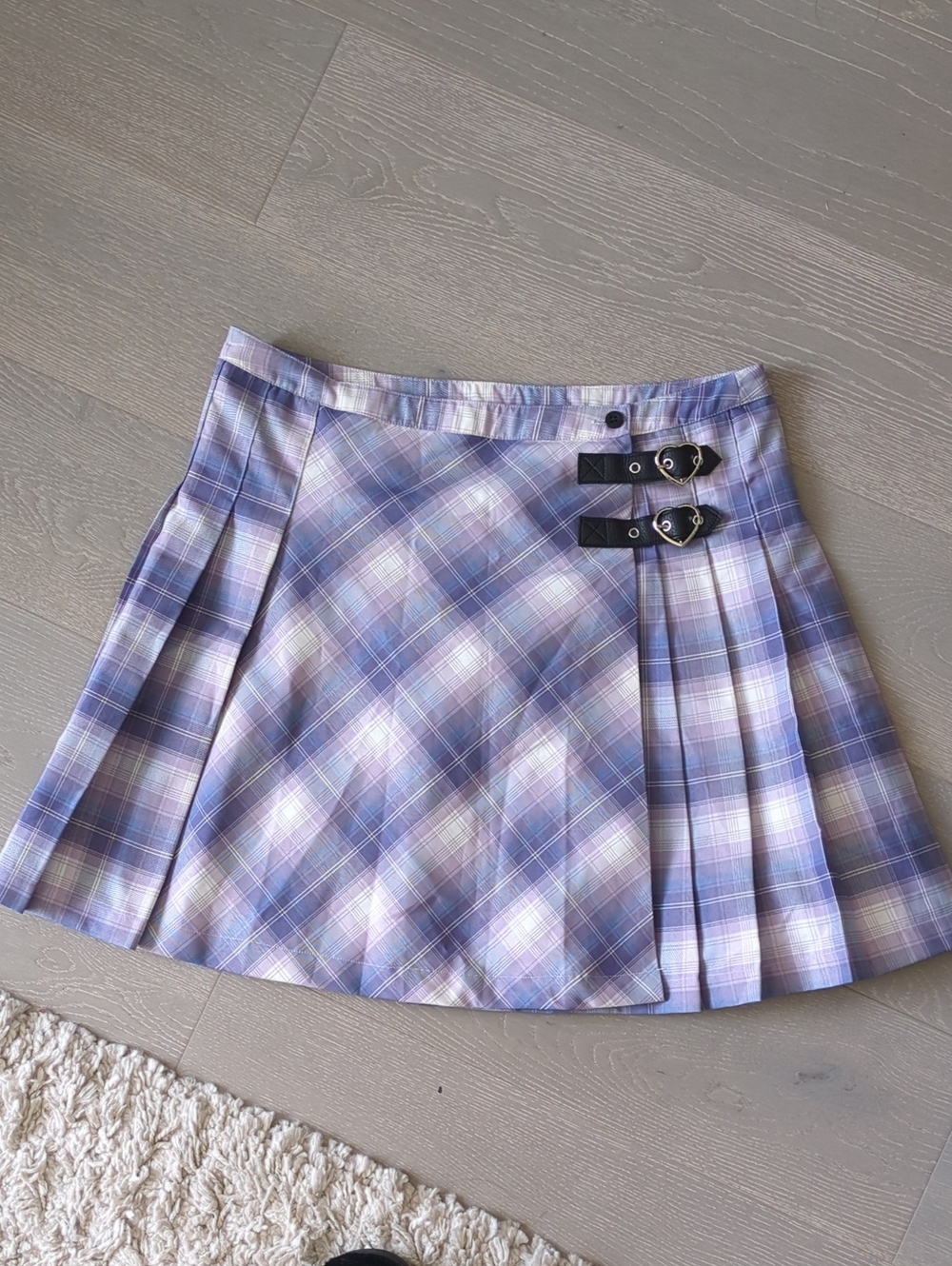 Lazy Oaf Plaid Pleated Mini Skirt in Lavender